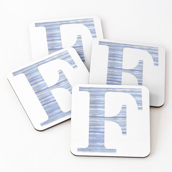 Item preview, Letter F Blue Watercolor Stripes Monogram Initial designed and sold by theartofvikki.