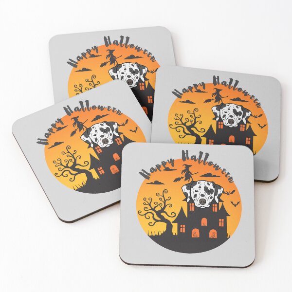 Item preview, Dalmatian Dog Head with Haunted Mansion and Happy Halloween Sign designed and sold by SeasonalDogs.