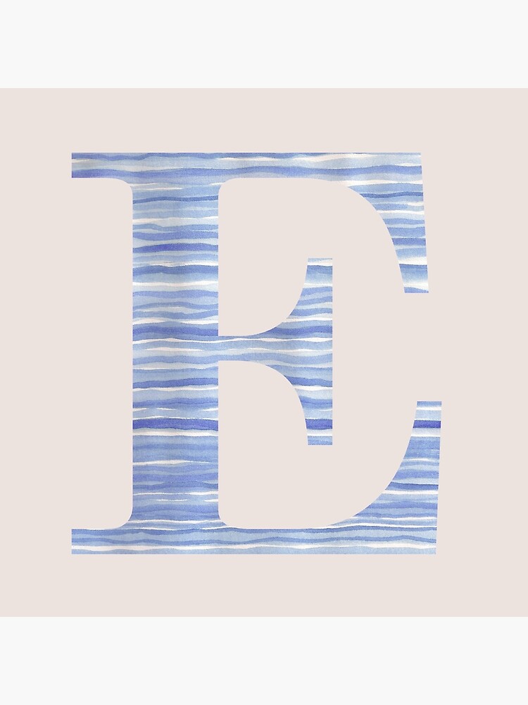 Letter E Blue Watercolor Stripes Monogram Initial by theartofvikki
