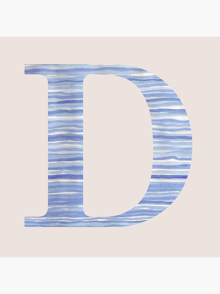 Letter D Blue Watercolor Stripes Monogram Initial by theartofvikki