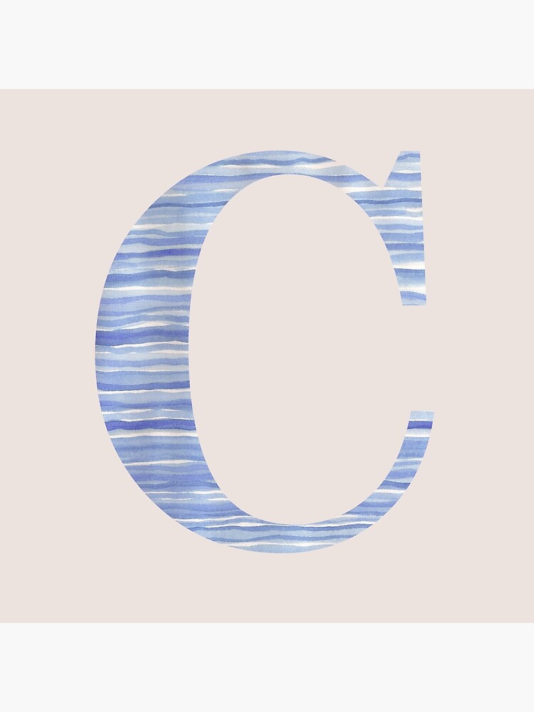 Letter C Blue Watercolor Stripes Monogram Initial by theartofvikki