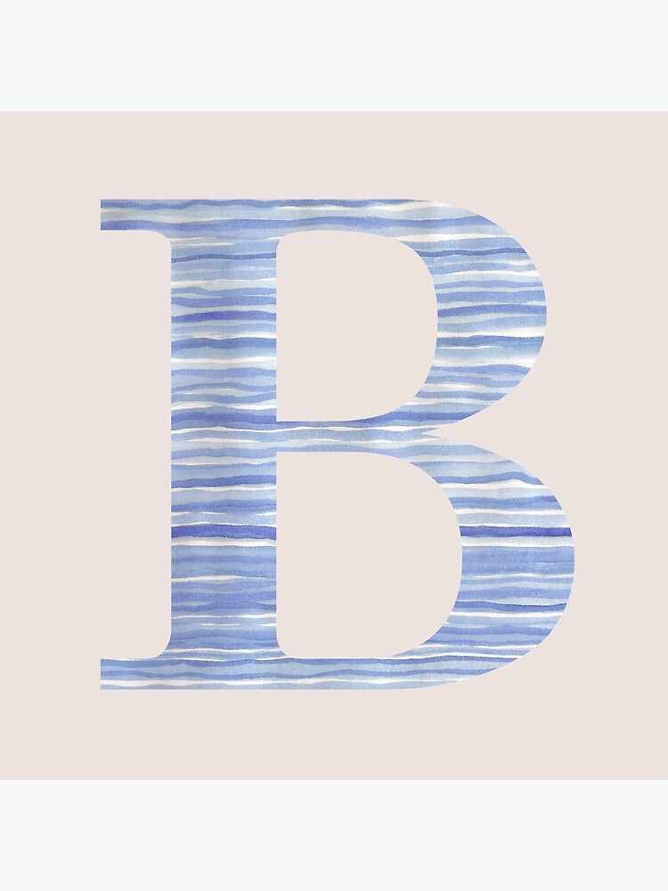 Letter B Blue Watercolor Stripes Monogram Initial by theartofvikki