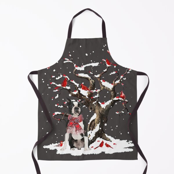 Item preview, Black Boston Terrier Scarf Cardinal Snow Christmas designed and sold by MasinDontrae.