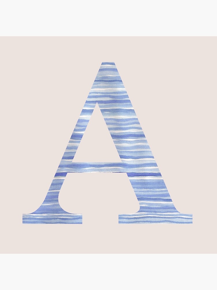 Letter A Blue Watercolor Stripes Monogram Initial by theartofvikki