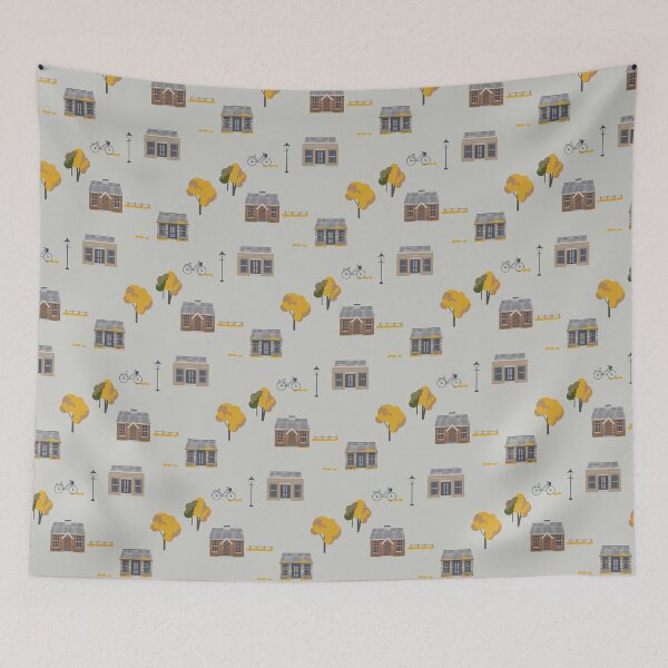 Item preview, Cute Historic Town in Autumn Pattern designed and sold by GoodYarns.