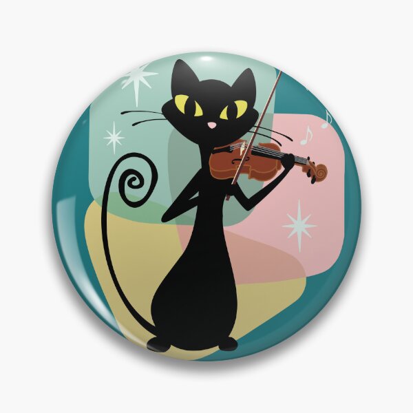 Artikelvorschau, Retro Violine spielende Katze, Mid Century Modern entworfen und verkauft von Jazznote.