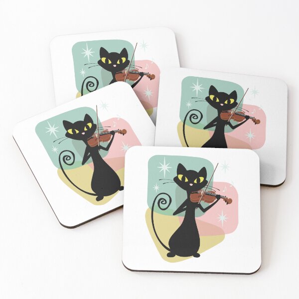 Item preview, Retro Violin Playing Cat, Mid Century Modern designed and sold by Jazznote.