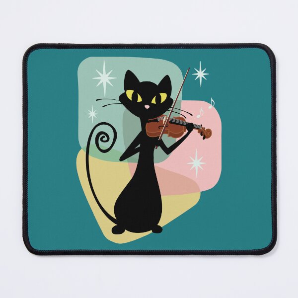 Item preview, Retro Violin Playing Cat, Mid Century Modern designed and sold by Jazznote.