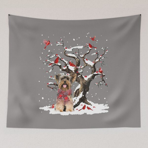 Item preview, Yorkshire Terrier SYorkshire Terrier Scarf Cardinal Snow Christmas designed and sold by MasinDontrae.