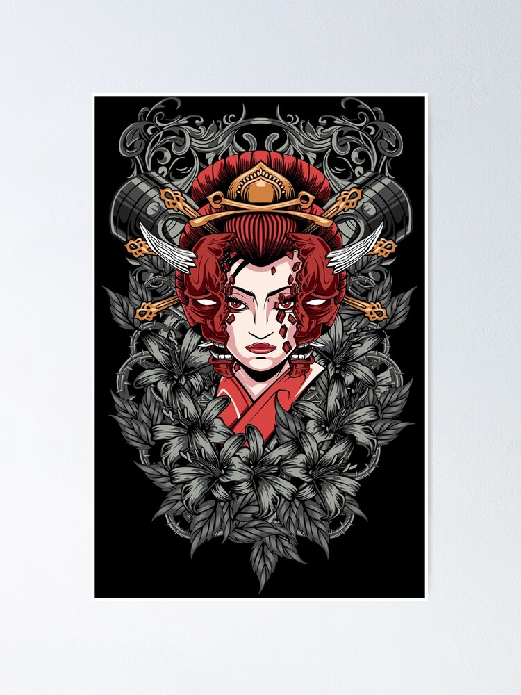 Premium Vector  Dark art japanese devil geisha girl tattoo hand