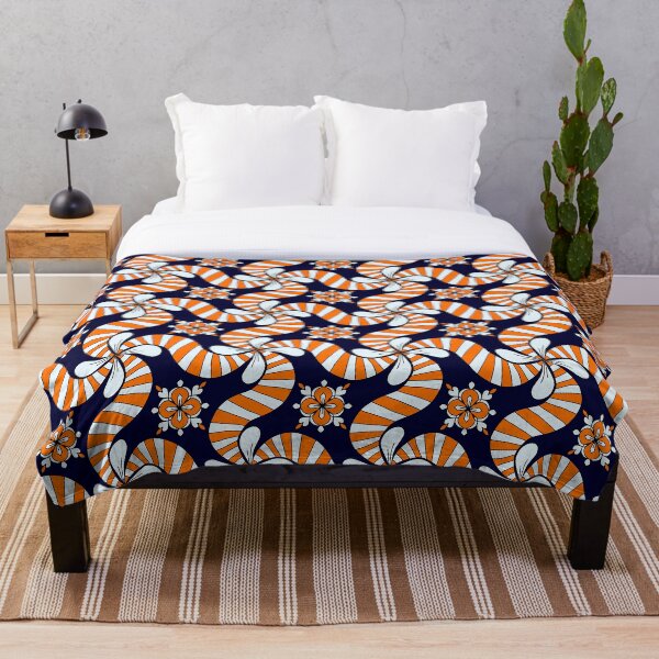 Aperçu de l'œuvre Motif floral dessiné à la main orange et bleu créée et vendue par patternologyy.