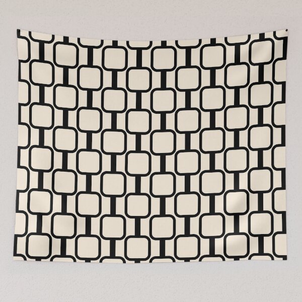 Item preview, Mod Links Retro Geometric Pattern Black and Almond Cream designed and sold by kierkegaard.