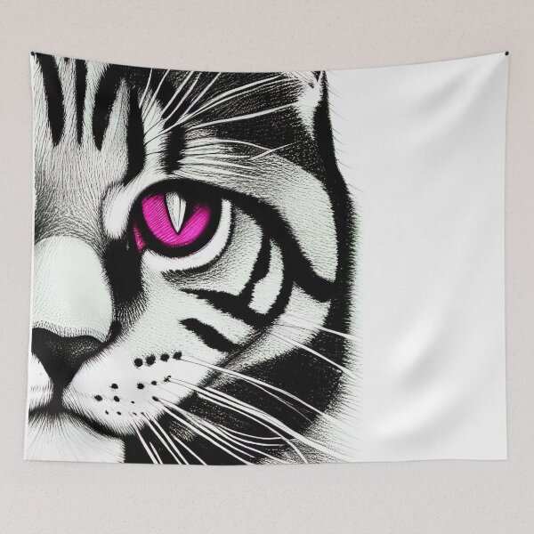 Item preview, Cat With Pink Eyes designed and sold by PinkKittenArts.