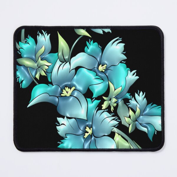 Item preview, Bright Cyan Flowers Graphic designed and sold by Paula Helit.