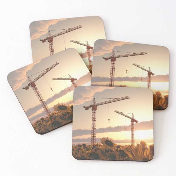 Item preview, Construction cranes at sunset designed and sold by MIRO3D.