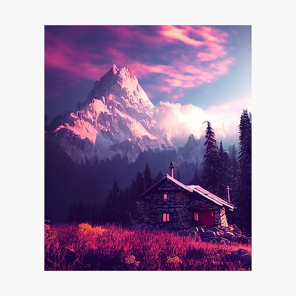 Item preview, Dramatic Mountain Cottage in Winter with Stunning Views designed and sold by PerfectMatch.