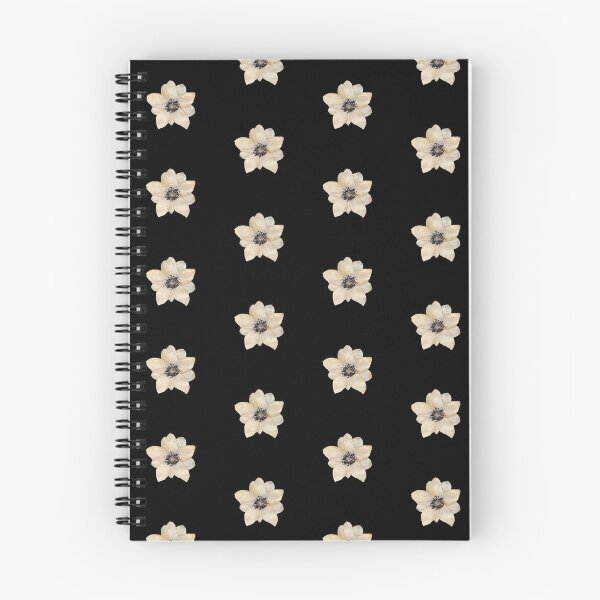Item preview, Beige anemone cute watercolor illustration black seamless pattern designed and sold by Yana Mustafina | Boho Soulful Designs.