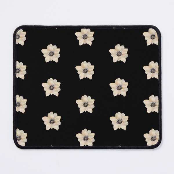 Item preview, Beige anemone cute watercolor illustration black seamless pattern designed and sold by Yana Mustafina | Boho Soulful Designs.