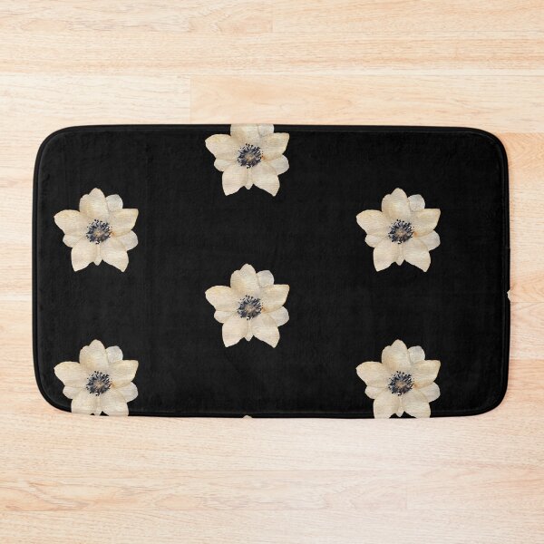 Item preview, Beige anemone cute watercolor illustration black seamless pattern designed and sold by Yana Mustafina | Boho Soulful Designs.