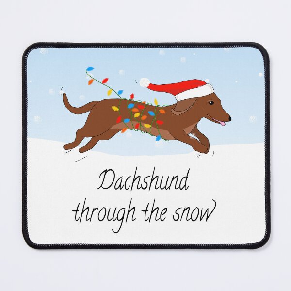 Item preview, Dachshund Through the Snow, sausage dog Christmas print designed and sold by Maddy Bennett.