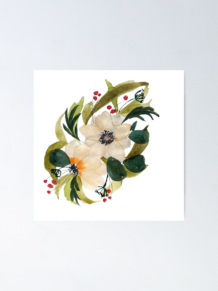 Imagen 1 de 3, Póster con la obra Anemone design anemone cute watercolor illustration, diseñada y vendida por calligramus.