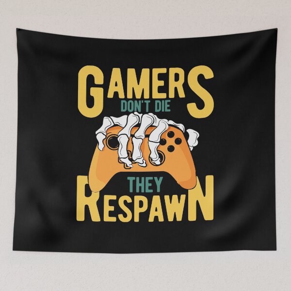 Item preview, Gamers Don't Die They Respawn Skeleton designed and sold by RockBeeDesigns.
