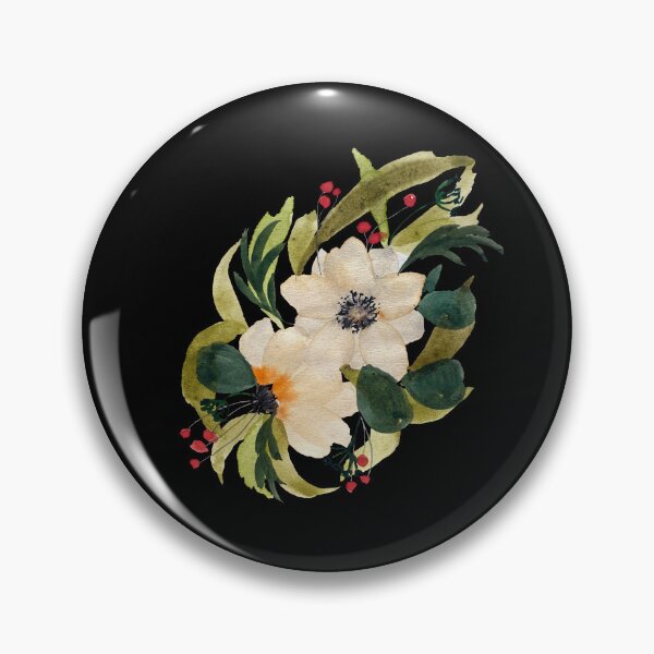 Item preview, Anemone design watercolor illustration black background  designed and sold by Yana Mustafina | Boho Soulful Designs.