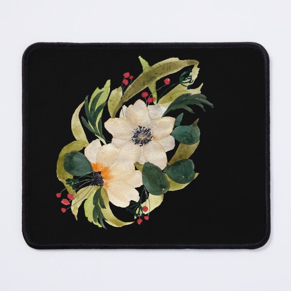 Item preview, Anemone design watercolor illustration black background  designed and sold by Yana Mustafina | Boho Soulful Designs.