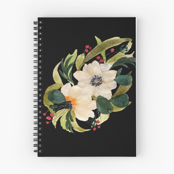 Item preview, Anemone design watercolor illustration black background  designed and sold by Yana Mustafina | Boho Soulful Designs.