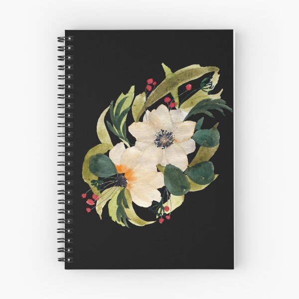 Item preview, Anemone design watercolor illustration black background  designed and sold by Yana Mustafina | Boho Soulful Designs.