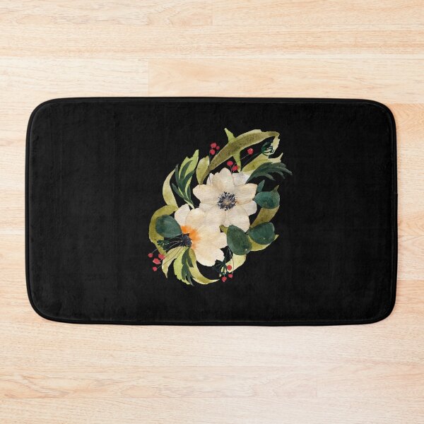 Item preview, Anemone design watercolor illustration black background  designed and sold by Yana Mustafina | Boho Soulful Designs.