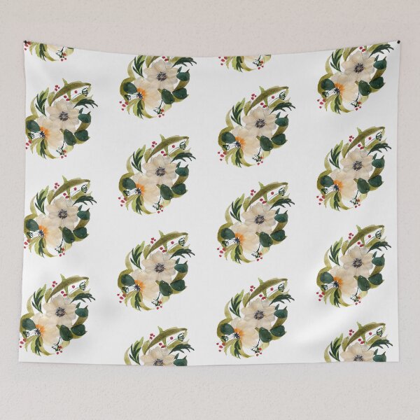 Item preview, Anemone design watercolor illustration seamless pattern designed and sold by Yana Mustafina | Boho Soulful Designs.