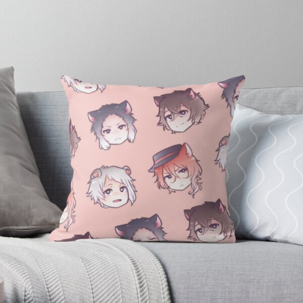 Bungou Stray Dogs Chibi Tile Heads Throw Pillow