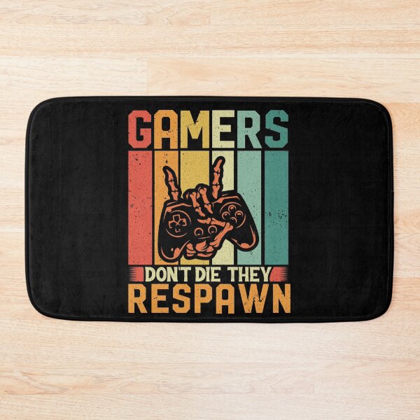 Item preview, Gamers Don't Die They Respawn Skeleton Retro  designed and sold by RockBeeDesigns.