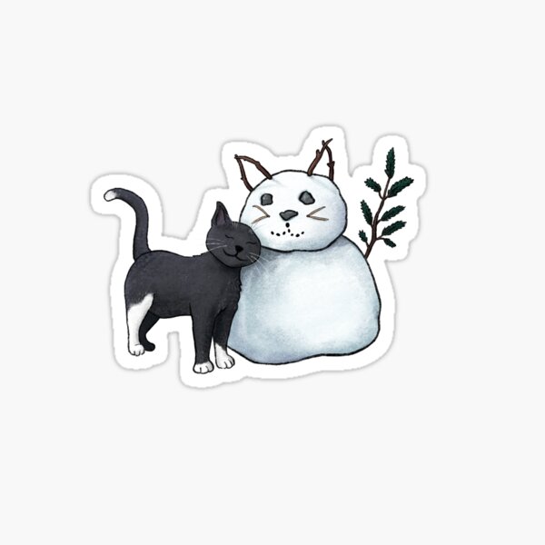Item preview, snowy black cat cuddling up to another snowy cat designed and sold by magicae.