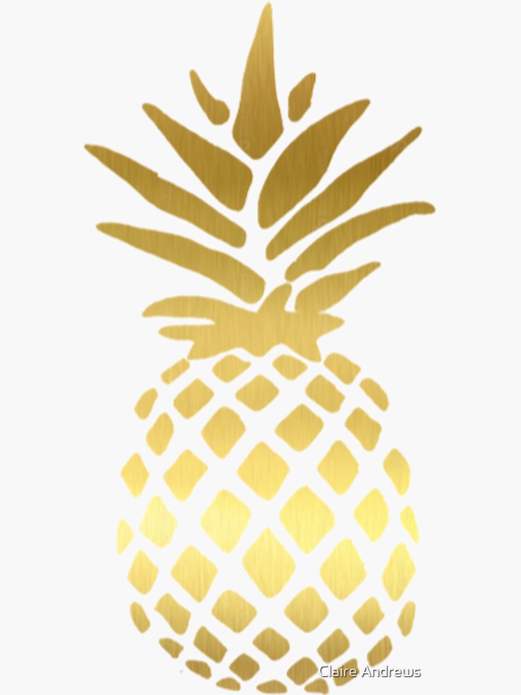 "Metallic Gold Pineapple Design Sticker" Sticker by Claireandrewss