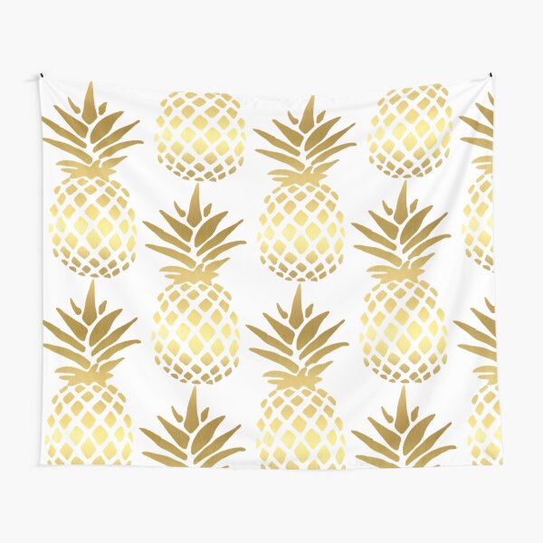 Pegatina Diseño metálico de piña dorada Tela decorativa