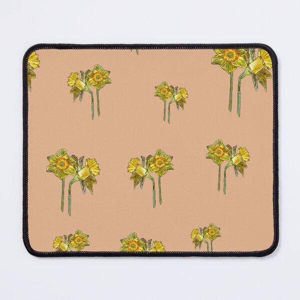 Item preview, Narcissus yellow bouquet pattern on peach background designed and sold by Yana Mustafina | Boho Soulful Designs.