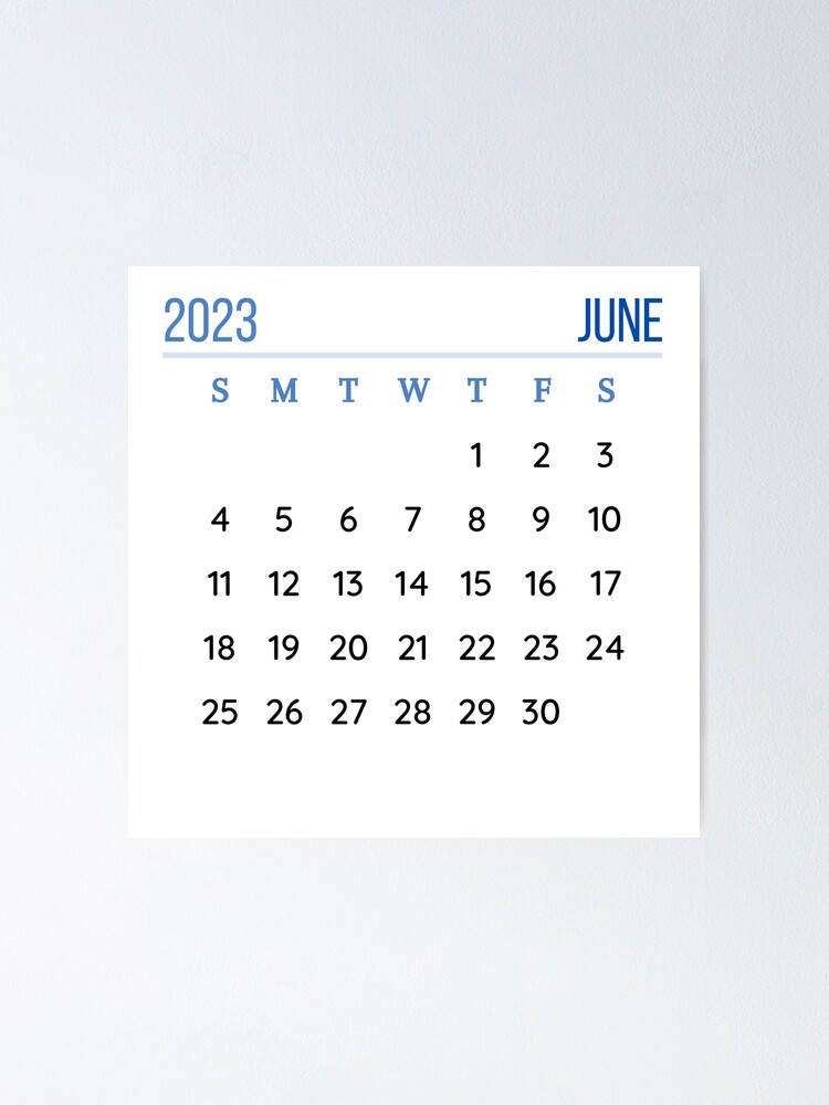 calendario en blanco junio 2023