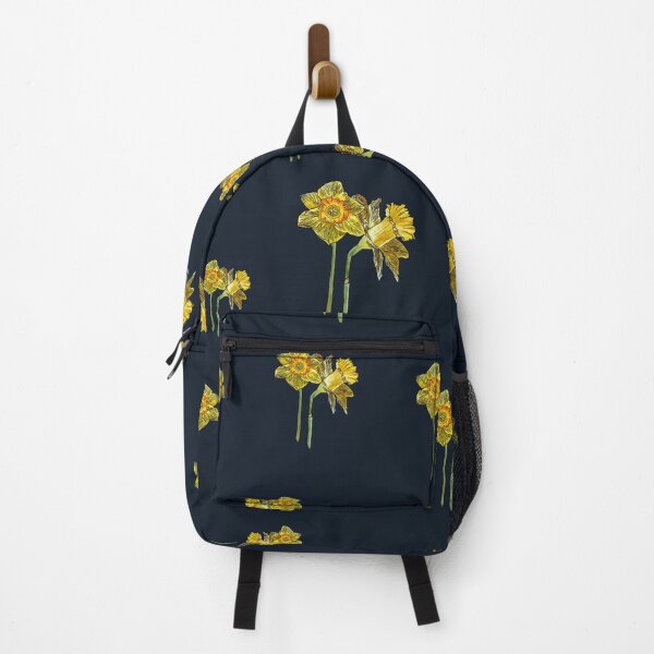 Item preview, Narcissus yellow bouquet pattern on indigo background designed and sold by Yana Mustafina | Boho Soulful Designs.