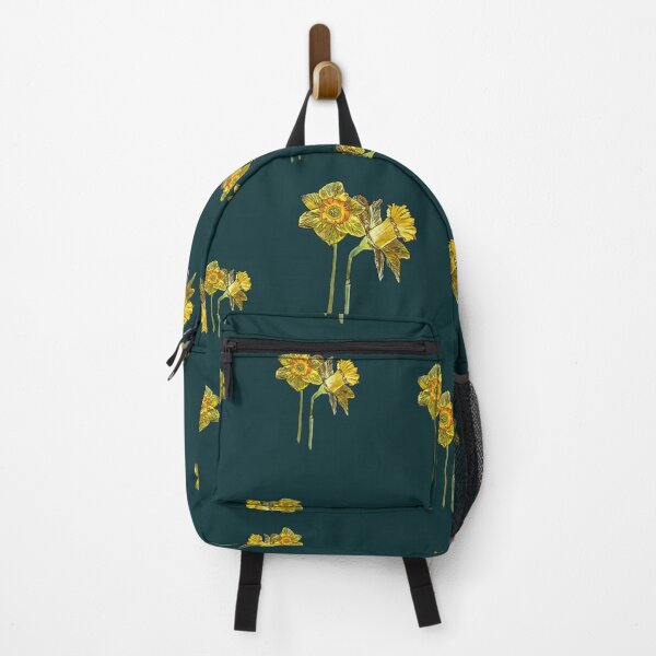 Item preview, Narcissus yellow bouquet pattern on turquoise background designed and sold by Yana Mustafina | Boho Soulful Designs.