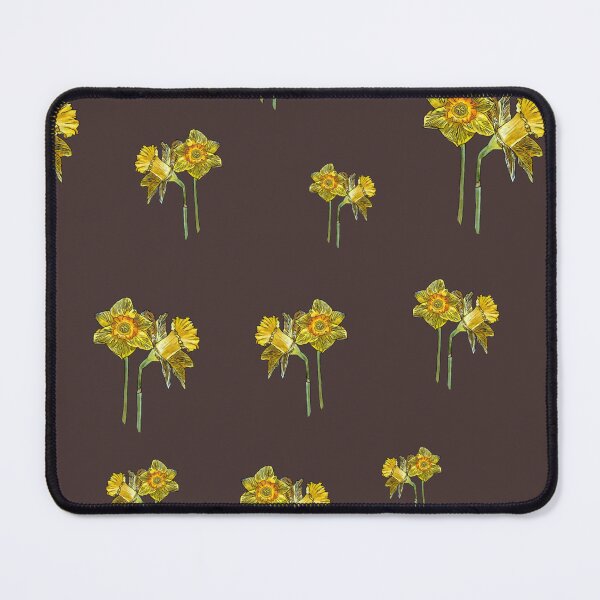 Item preview, Narcissus yellow bouquet pattern on dark pink background designed and sold by Yana Mustafina | Boho Soulful Designs.