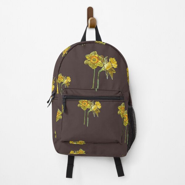 Item preview, Narcissus yellow bouquet pattern on dark pink background designed and sold by Yana Mustafina | Boho Soulful Designs.