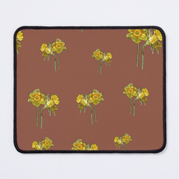 Item preview, Narcissus yellow bouquet pattern on peach background designed and sold by Yana Mustafina | Boho Soulful Designs.
