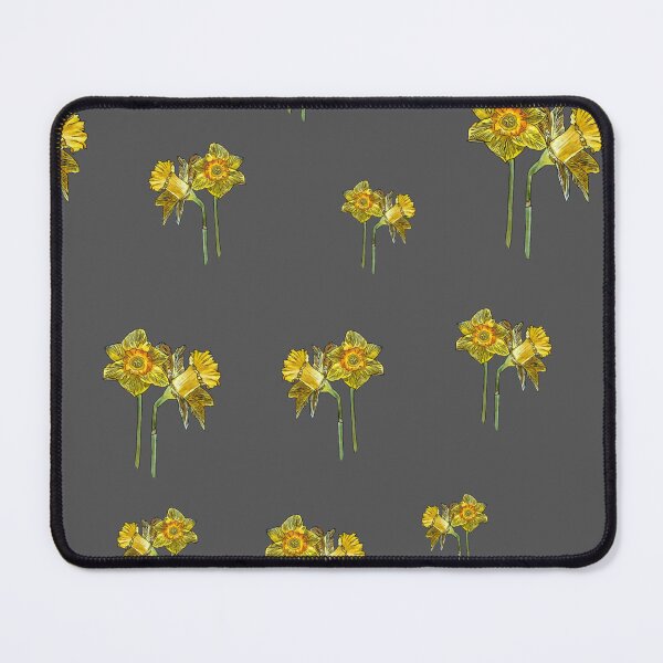 Item preview, Narcissus yellow bouquet pattern on grey background designed and sold by Yana Mustafina | Boho Soulful Designs.
