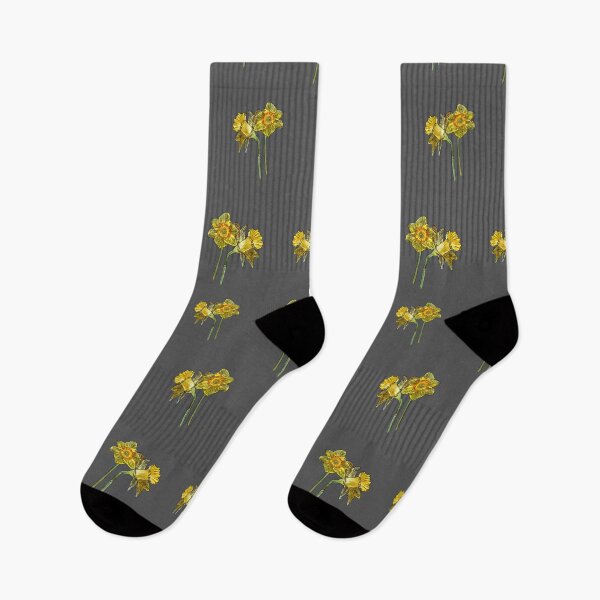 Item preview, Narcissus yellow bouquet pattern on grey background designed and sold by Yana Mustafina | Boho Soulful Designs.