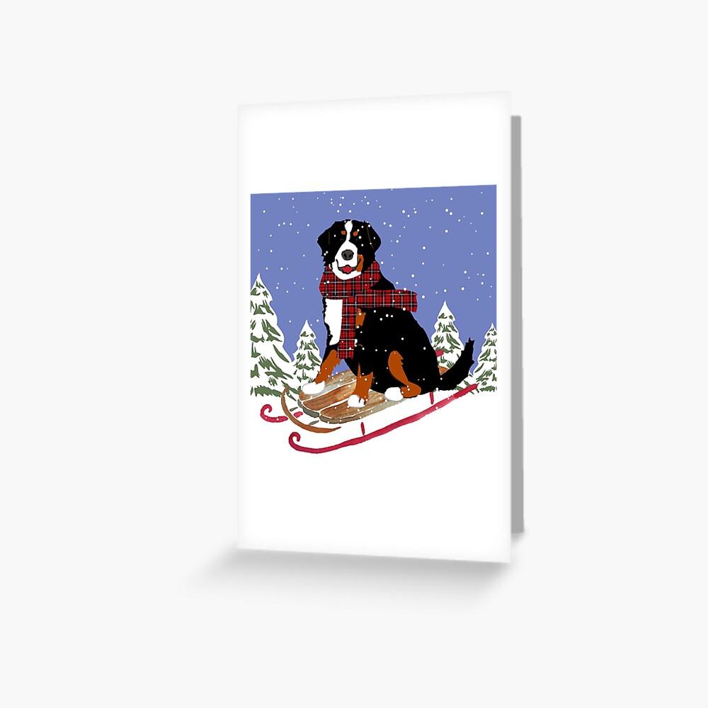 "Bernese Mountain Dog Sledding" Greeting Card by emrdesigns Redbubble