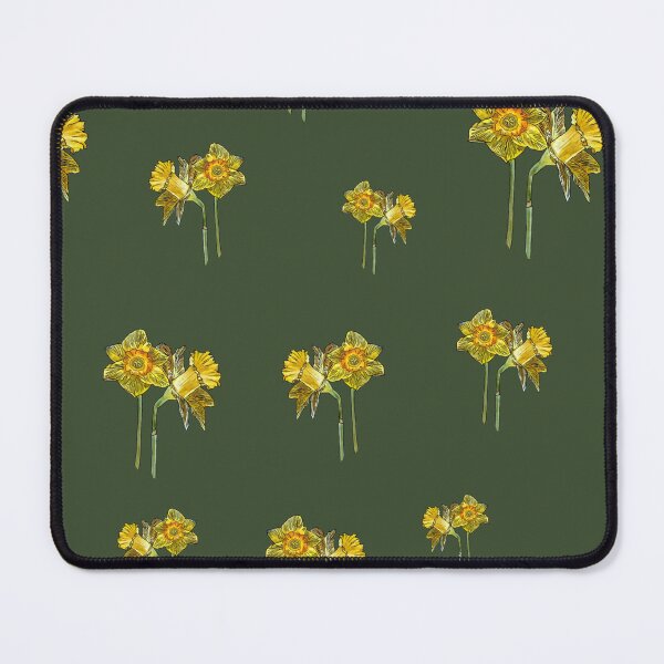 Item preview, Narcissus yellow bouquet pattern on green background designed and sold by Yana Mustafina | Boho Soulful Designs.