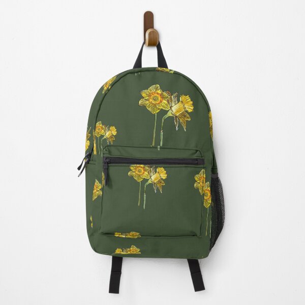 Item preview, Narcissus yellow bouquet pattern on green background designed and sold by Yana Mustafina | Boho Soulful Designs.