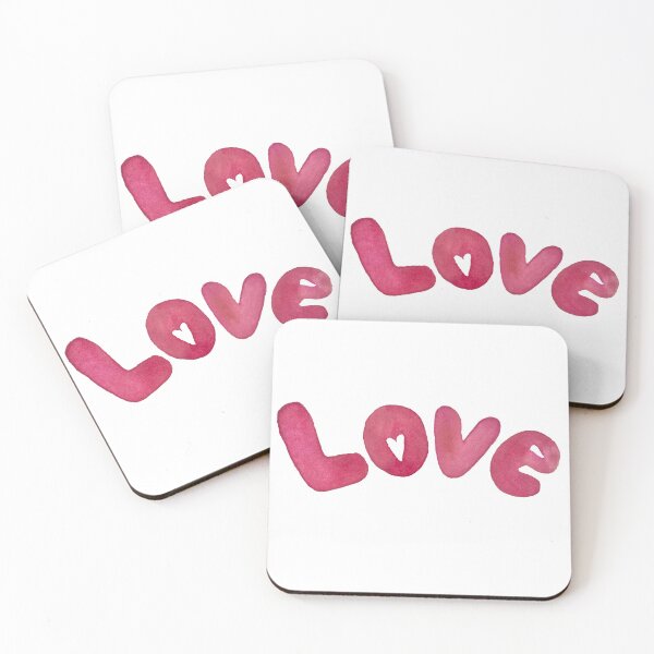 Item preview, a pink cute word love watercolor illustration designed and sold by Yana Mustafina | Boho Soulful Designs.